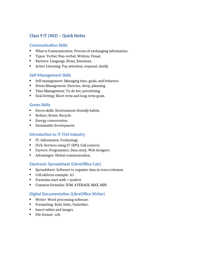 Class9 IT Notes-1 | PDF