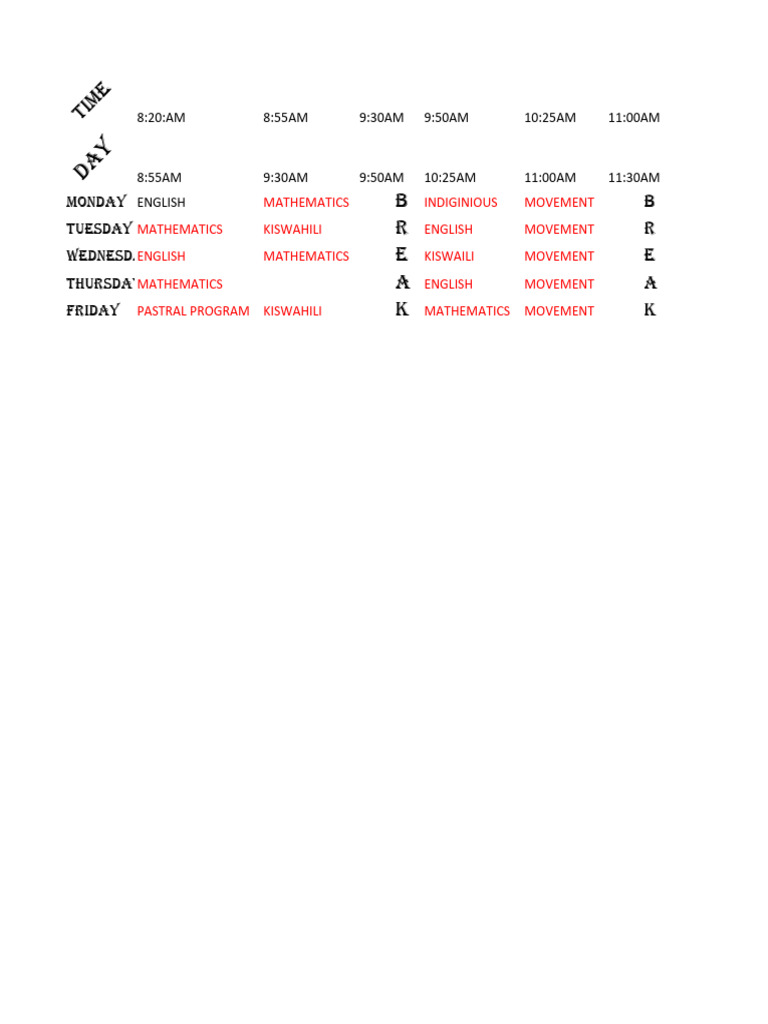 Timetable | PDF