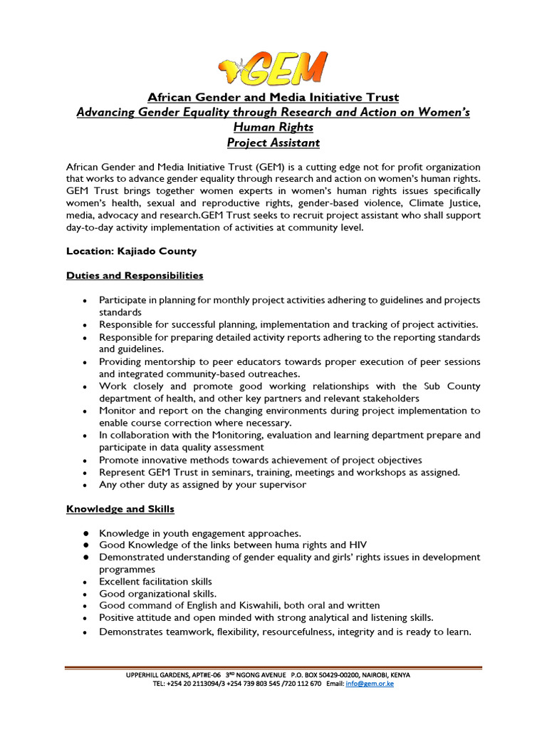 Job Description Field Officer | PDF | Gender Equality | Gender Studies