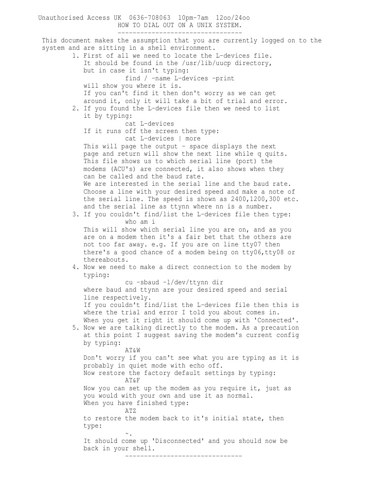 How To Dial Out of A UNIX System | PDF