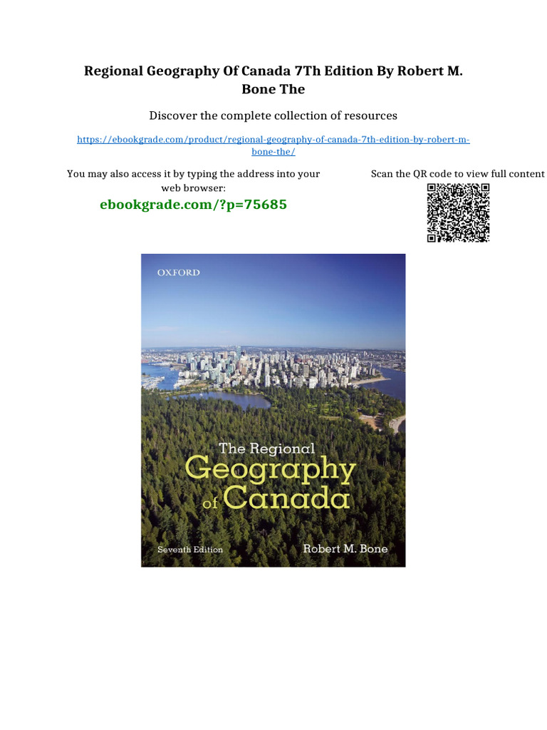 Regional Geography of Canada 7th Edition By Robert M. Bone The full ...
