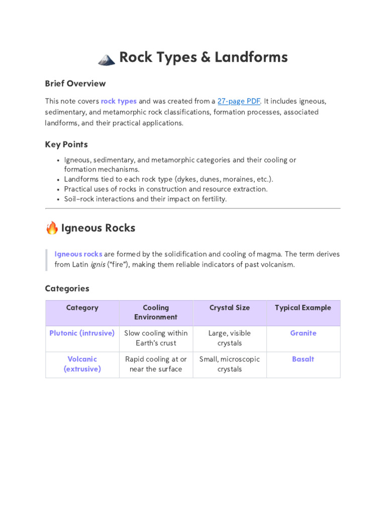 L1 - Classification of Rocks and Associated Landforms - PPTX 2 | PDF ...