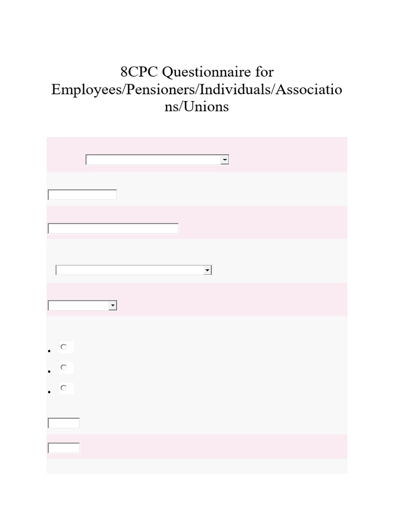 8CPC Questionnaire For The Employees - 260212 - 195739 | PDF | Cost Of ...