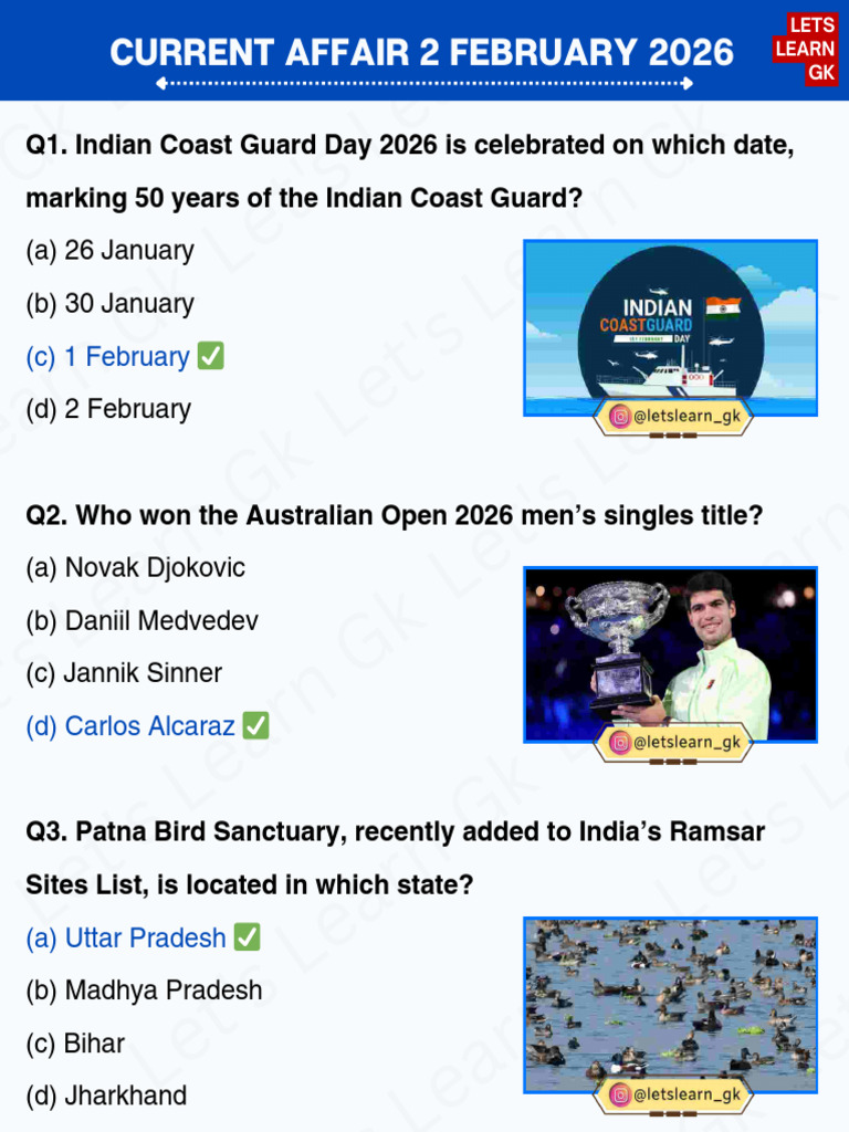 Current Affairs February 2026 | PDF