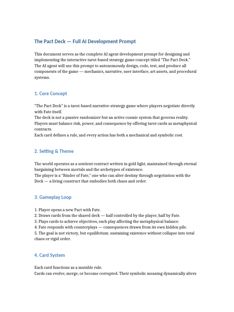The Pact Deck AI Development Prompt | PDF | Artificial Intelligence ...