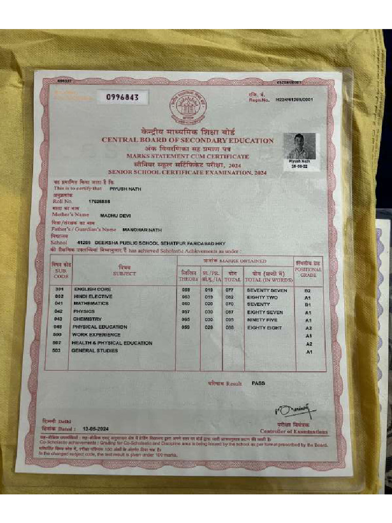 12th Marksheet Compressed | PDF