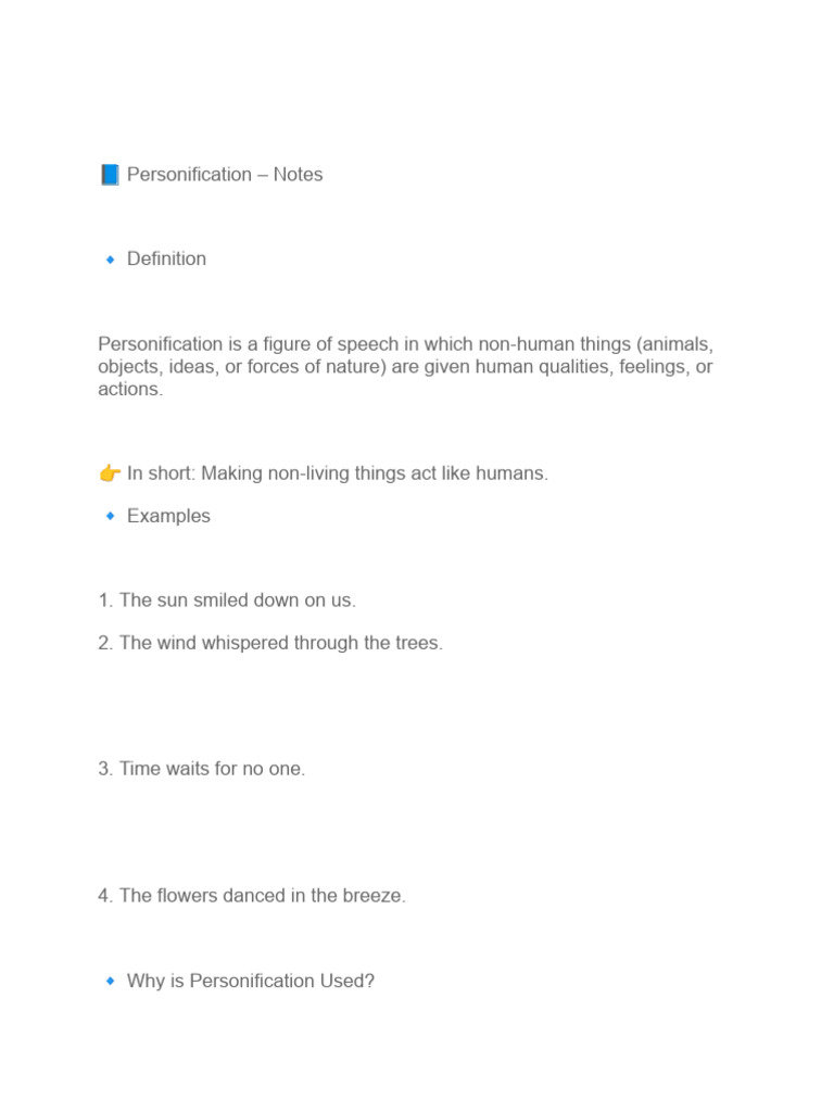 Personification Notes 590380 | PDF