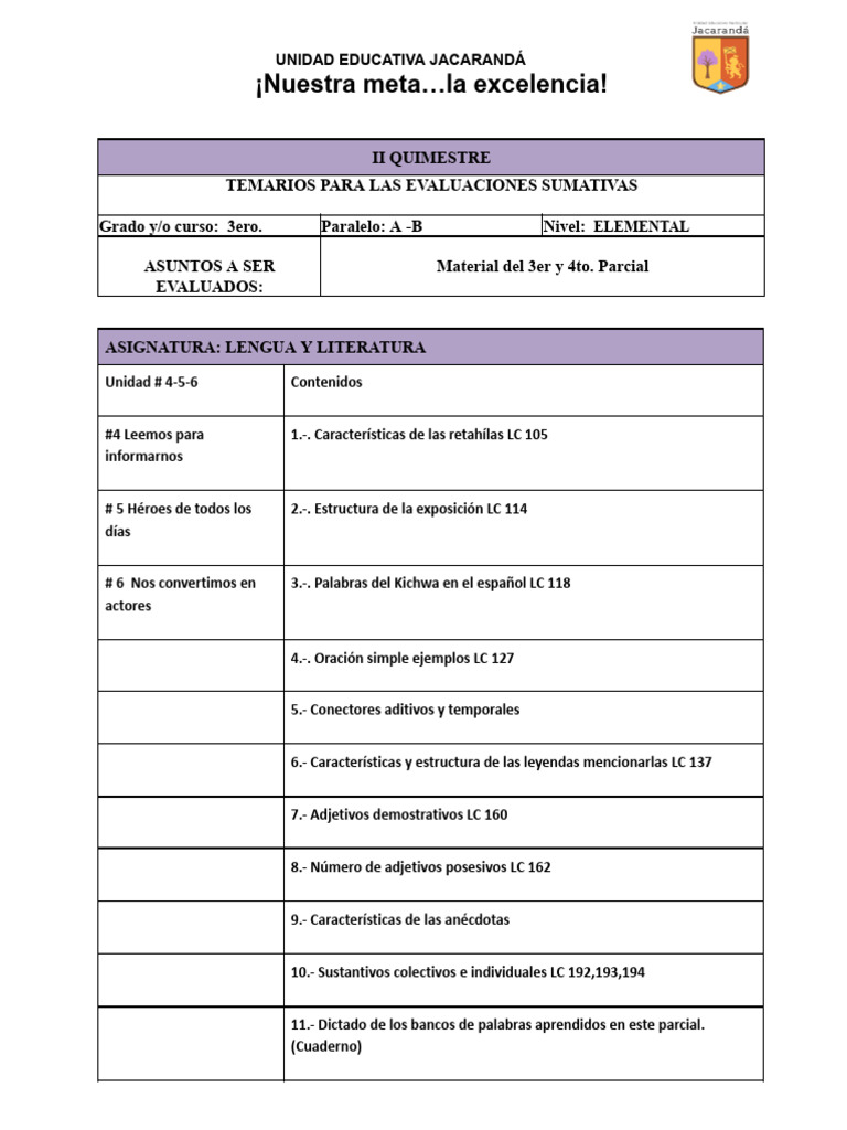 Temarios 3ero II q 3b.docx | PDF | Lingüística