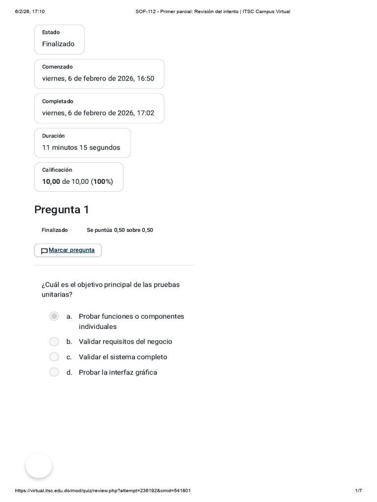 SOF-112 - Primer Parcial - Revisión Del Intento - ITSC Campus Virtual ...
