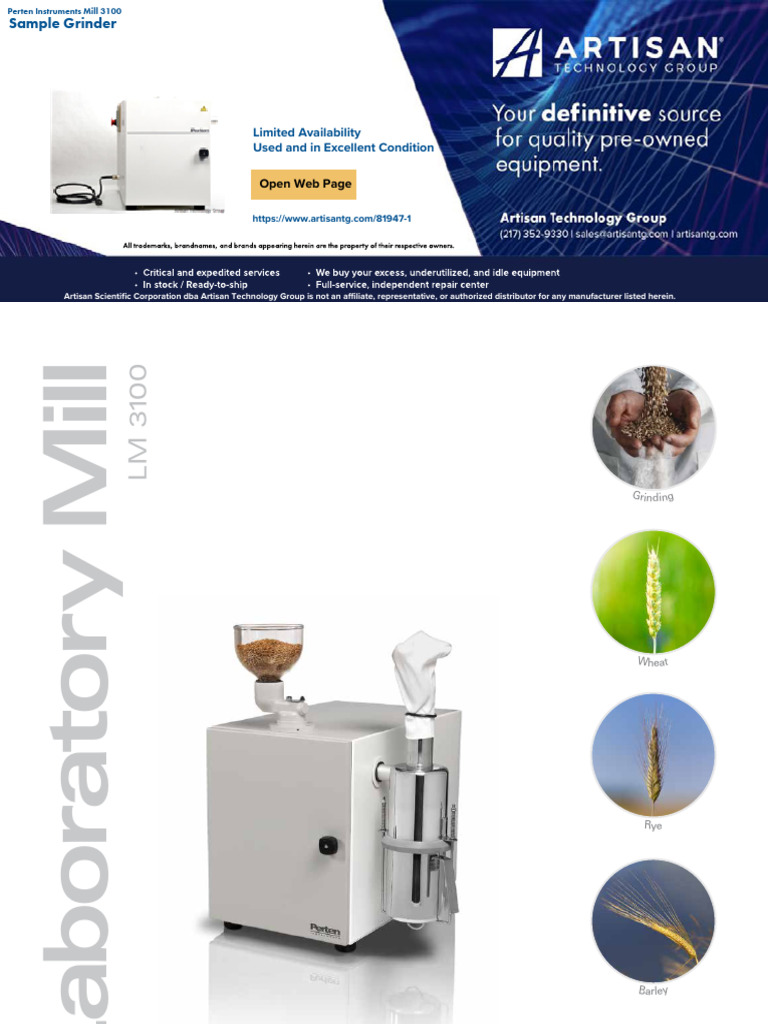 Info PertenInstruments Mill3100 Datasheet | PDF | Mill (Grinding) | Gluten