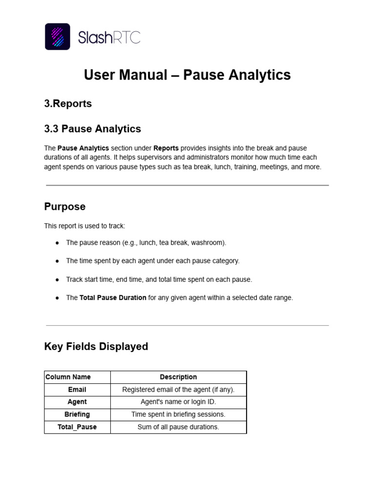 Pause Analytics Report - User Manual | PDF | Analytics | Information ...