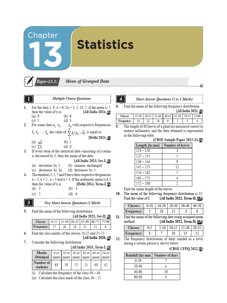 10th 13 Statistics PAPER | PDF | Mode (Statistics) | Mean
