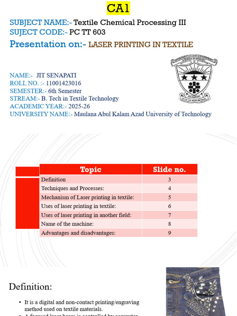11001423016_Jit-Senapati_PC TT 603_Ca1-1 | PDF | Textiles | Laser