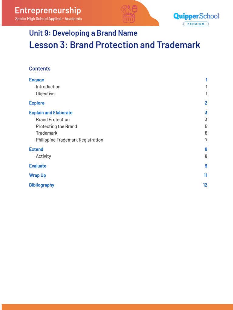 Lesson .-Lesson 3: Brand Protection and Trademark-01 | PDF | Trademark ...