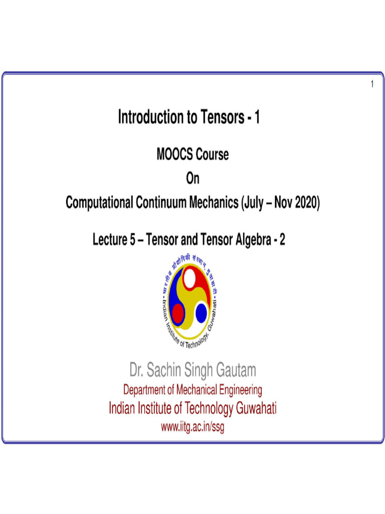 Lecture 05 Introduction To Tensors - 1 | PDF