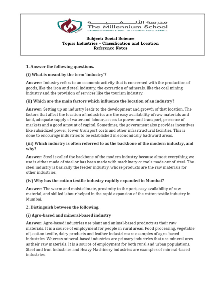 Industries - Reference Notes | PDF | Capital (Economics) | Agriculture