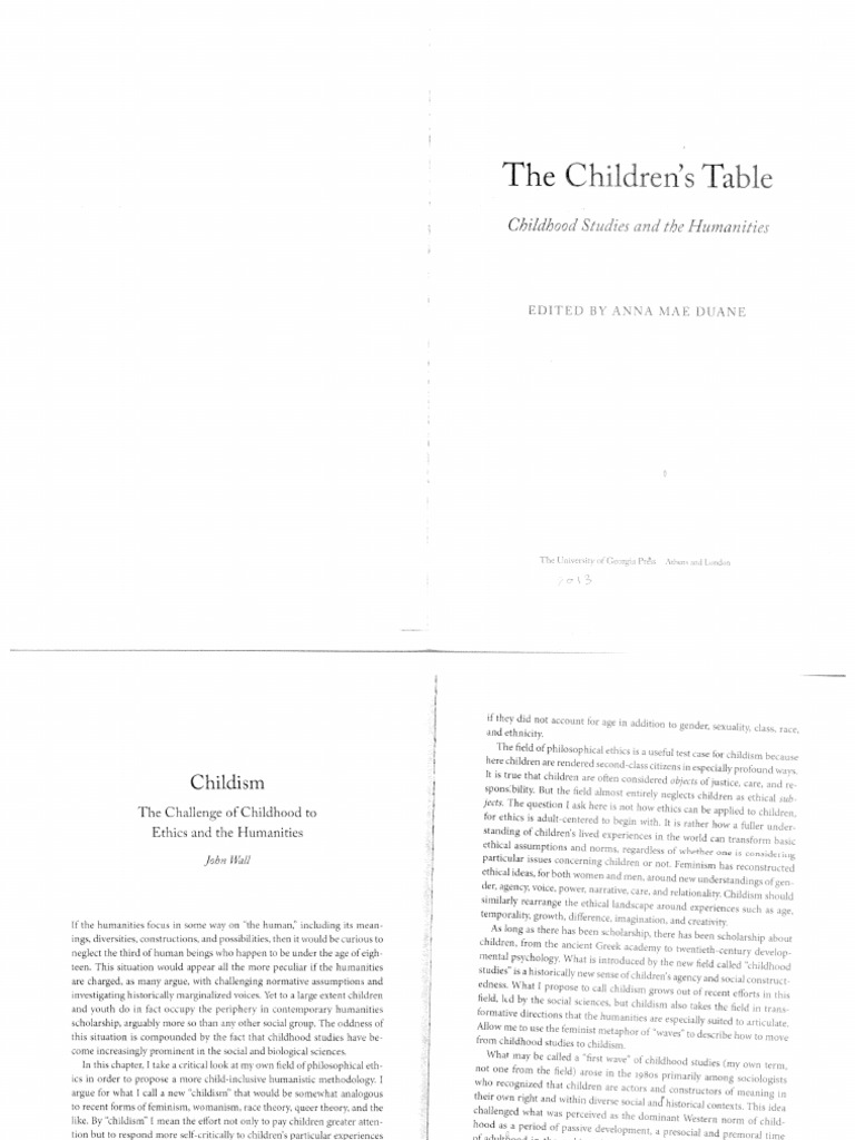 Jon Wall 2009 Childism the Challenge of Childhood to Ethics and the ...