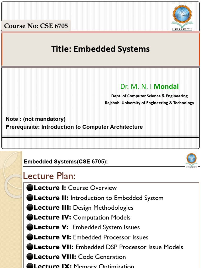 Lecture 1 (Autosaved) | PDF | Embedded System | Program Optimization