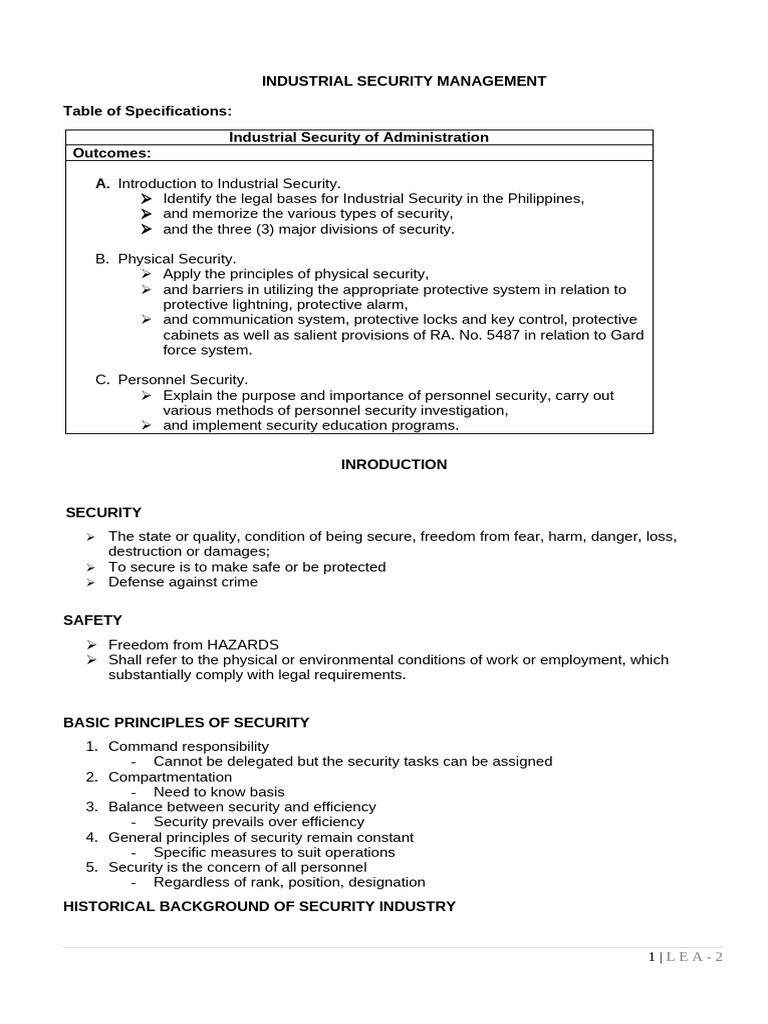 Industrial Security Management | PDF | Lighting