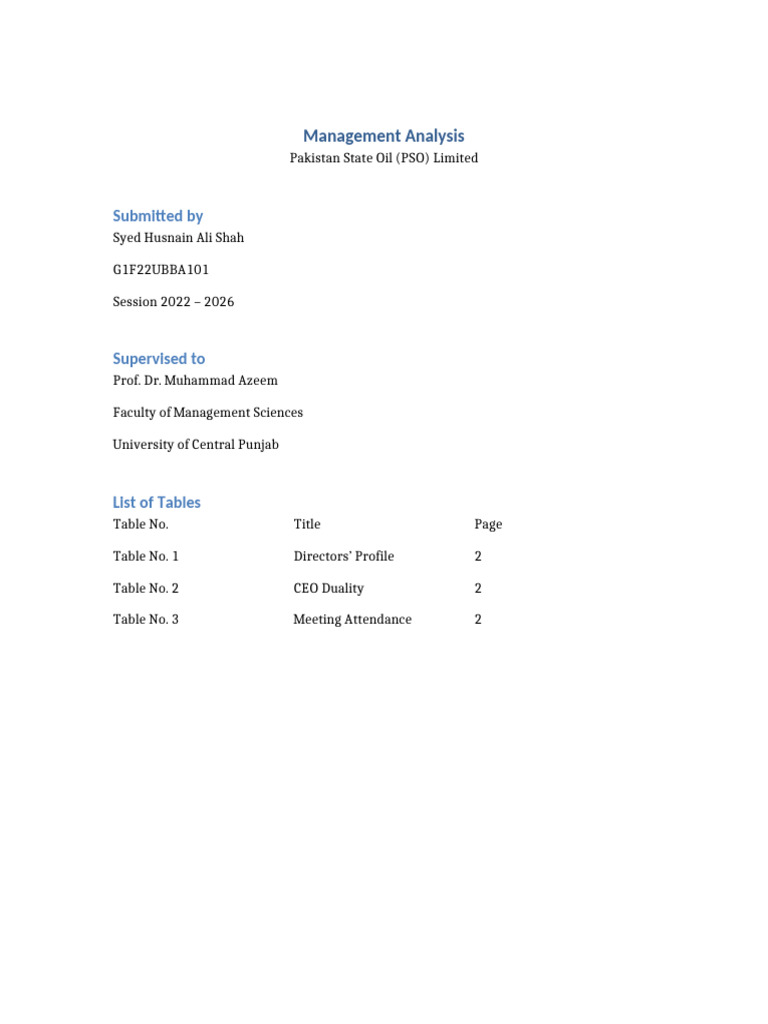 PSO Management Analysis Formatted | PDF | Pakistan