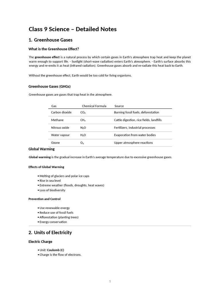 Class 9 Science - Environment, Energy & Life Processes Notes | PDF ...