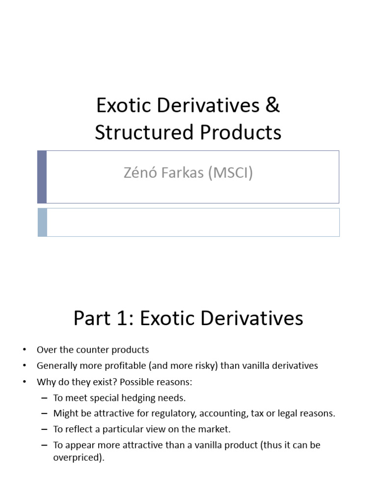 3) Exotic Derivatives & Structured Products | PDF | Option (Finance ...