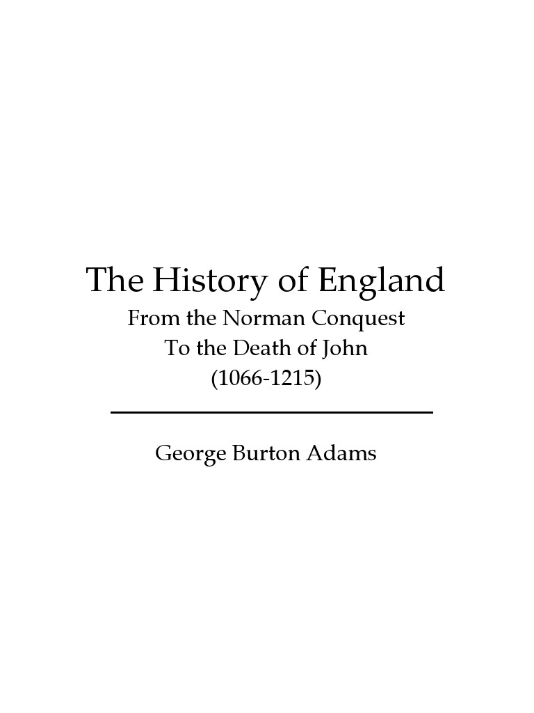 The History of England PDF Norman Conquest Of England William The