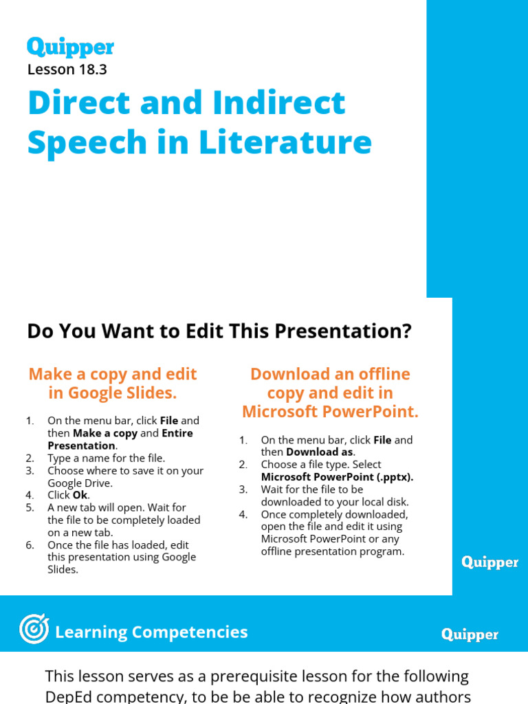 ME Eng 9 Q4 1803 - PS - Direct and Indirect Speech in Literature - B ...