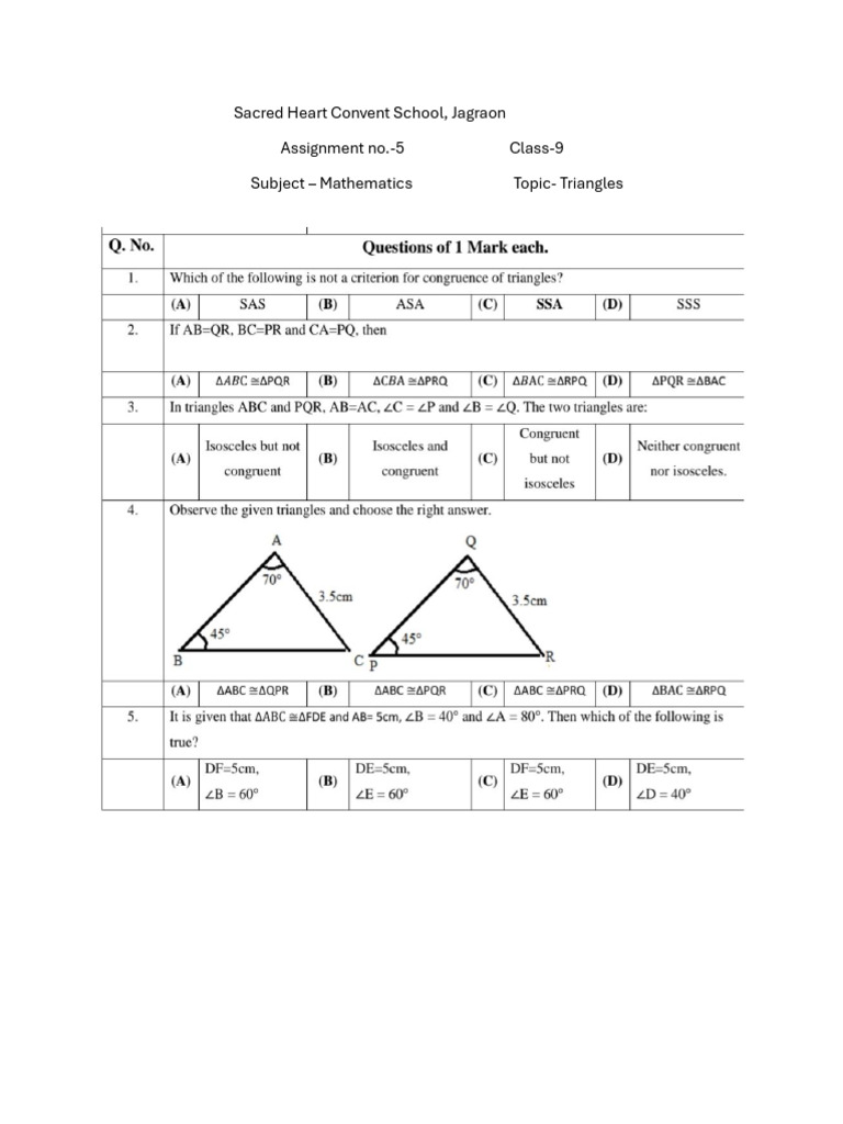 Revision Assignment Class 9 Ch 7 | PDF
