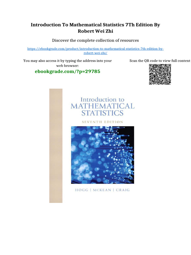 Introduction To Mathematical Statistics 7th Edition by Robert Wei Zhi ...