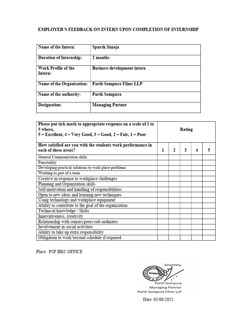 Feedback Form Psf | PDF