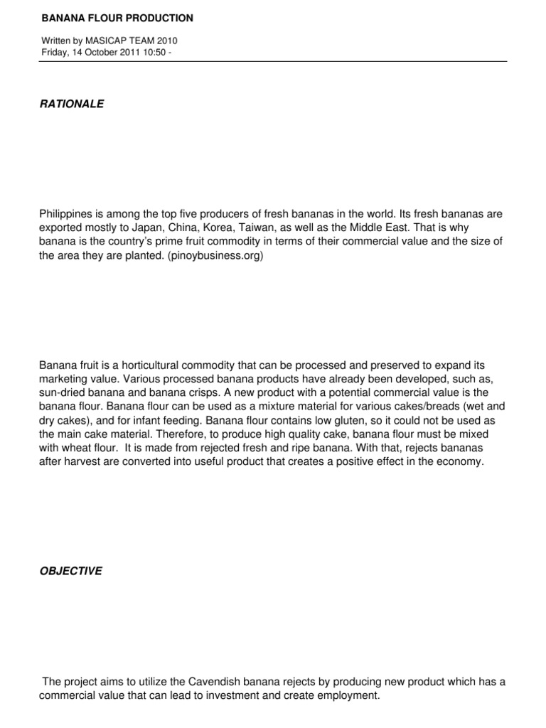 Banana Flour Production PDF Banana Cakes