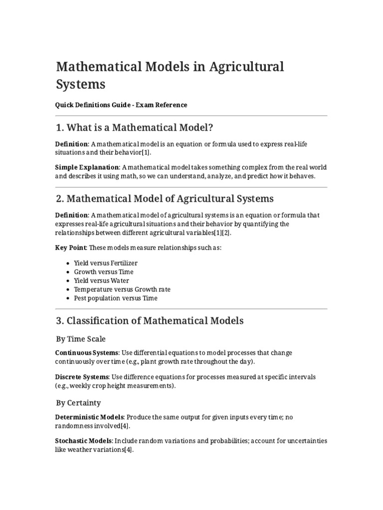 Mathematical Models Definitions | PDF | Mathematical Model | Mathematics