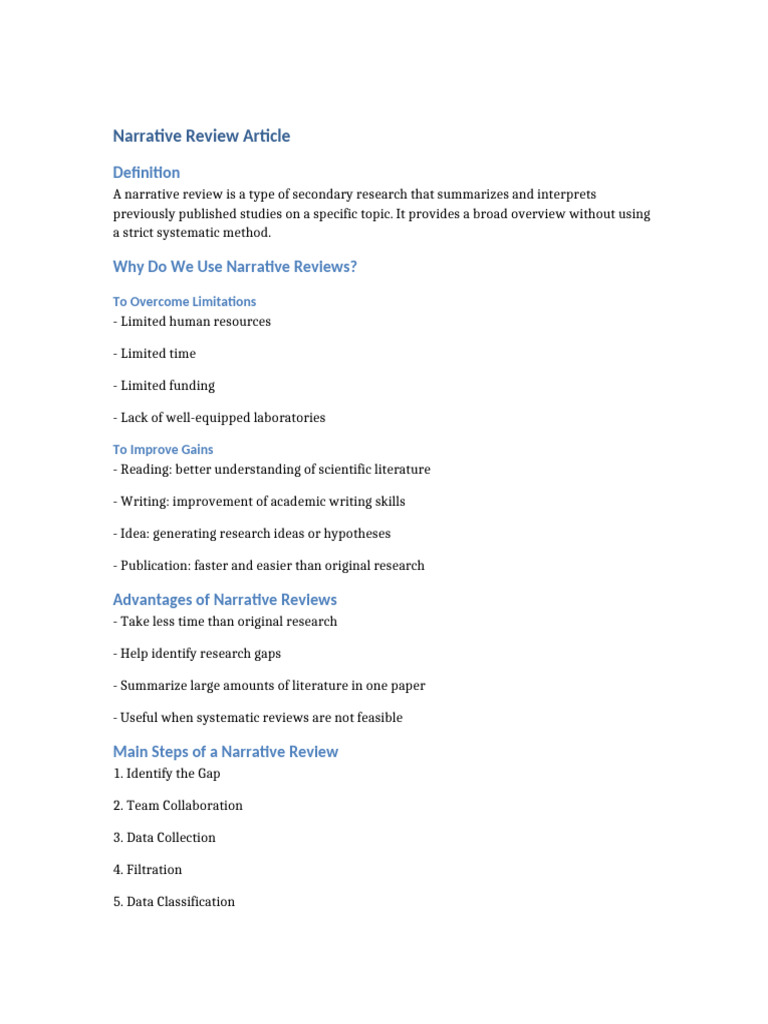 Narrative Review Simple | PDF