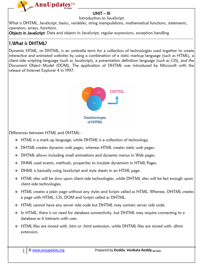 Unit III BSC | PDF | Dynamic Html | Dynamic Web Page