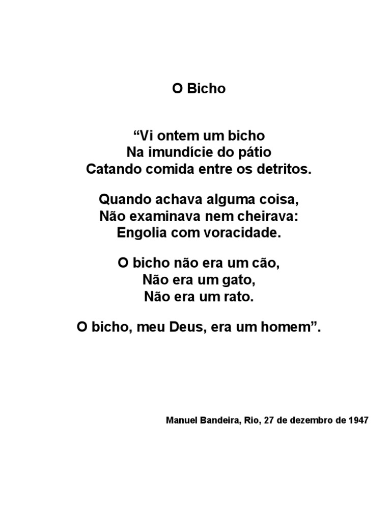 O Bicho de Manuel Bandeira | PDF | Ciências Sociais | Filosofia