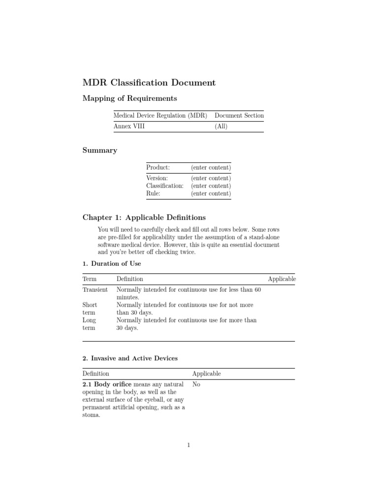 MDR Classification Document | PDF | Medical Diagnosis | Medicine