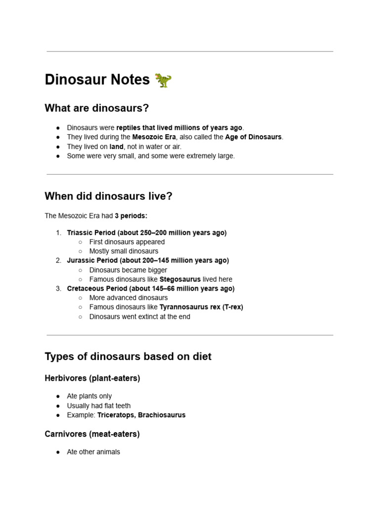 Dinosaur Notes ? | PDF