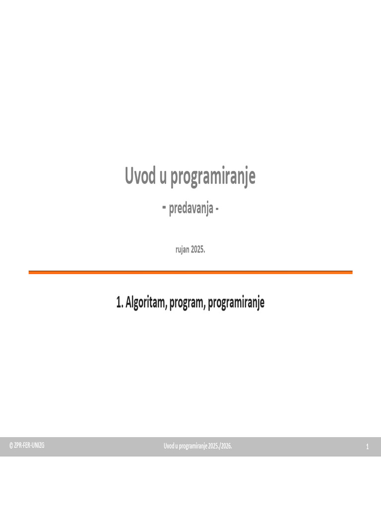Uvod U Programiranje: Predavanja | PDF