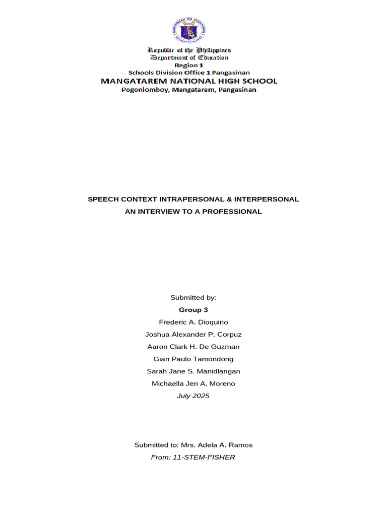 Updated Interview Script of Group 3 | PDF | Communication | Social ...