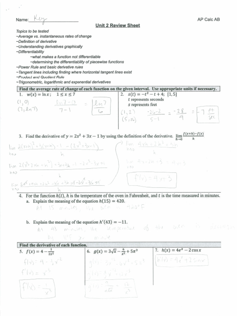 Unit 2 Review Solutions | PDF