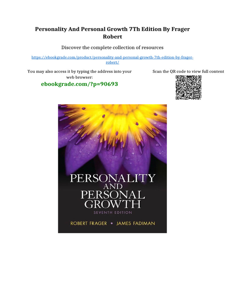 Personality and Personal Growth 7th Edition by Frager Robert available ...
