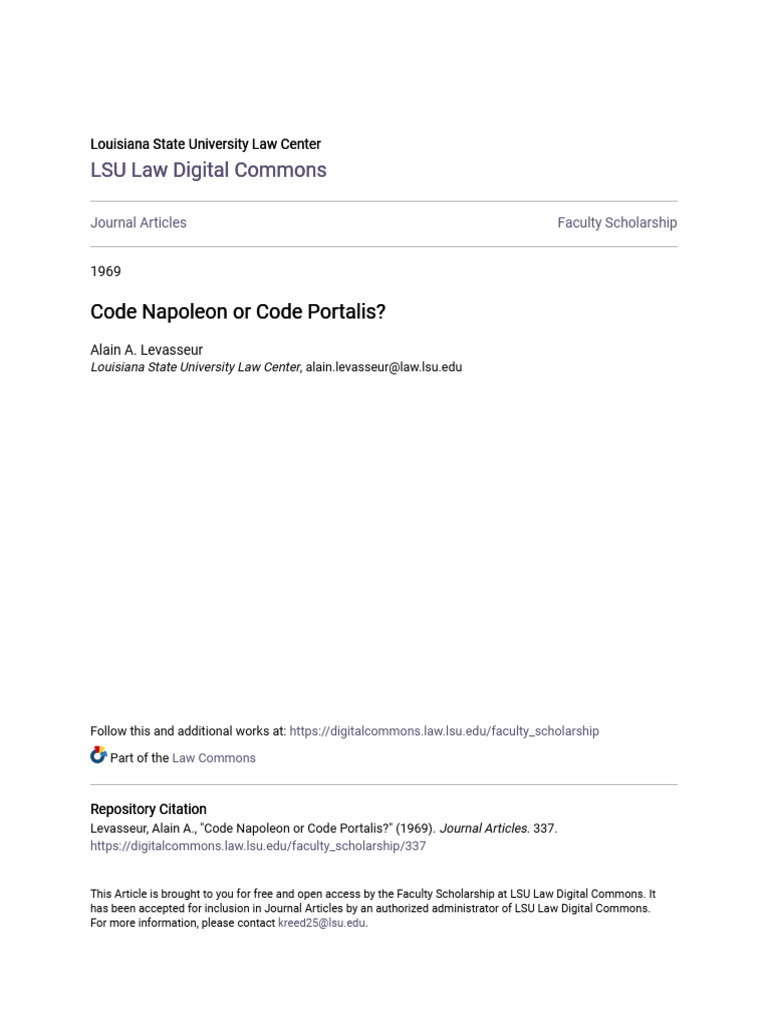 Code Napoleon or Code Portalis | PDF | Justice | Crime & Violence