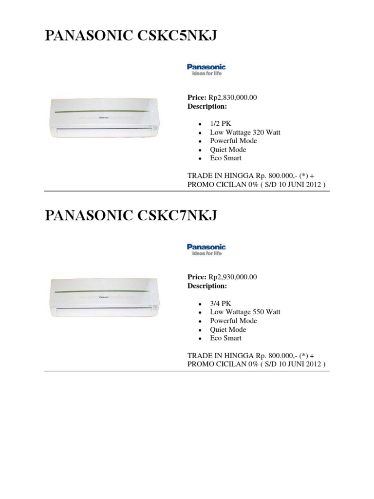 Katalog AC Panasonic 2012 PDF