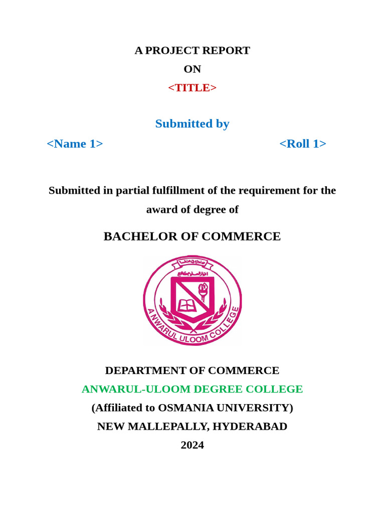 A Project Report (Template Mod) .Txt-1 | PDF