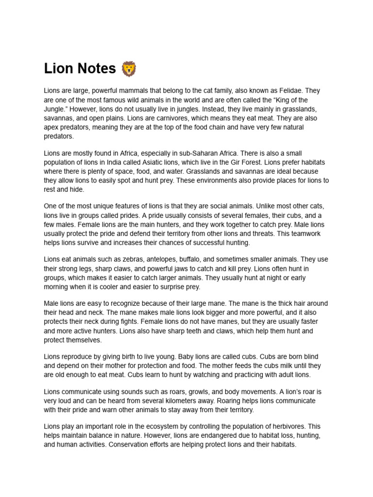 Untitled Document 10 | PDF | Lion | Predation