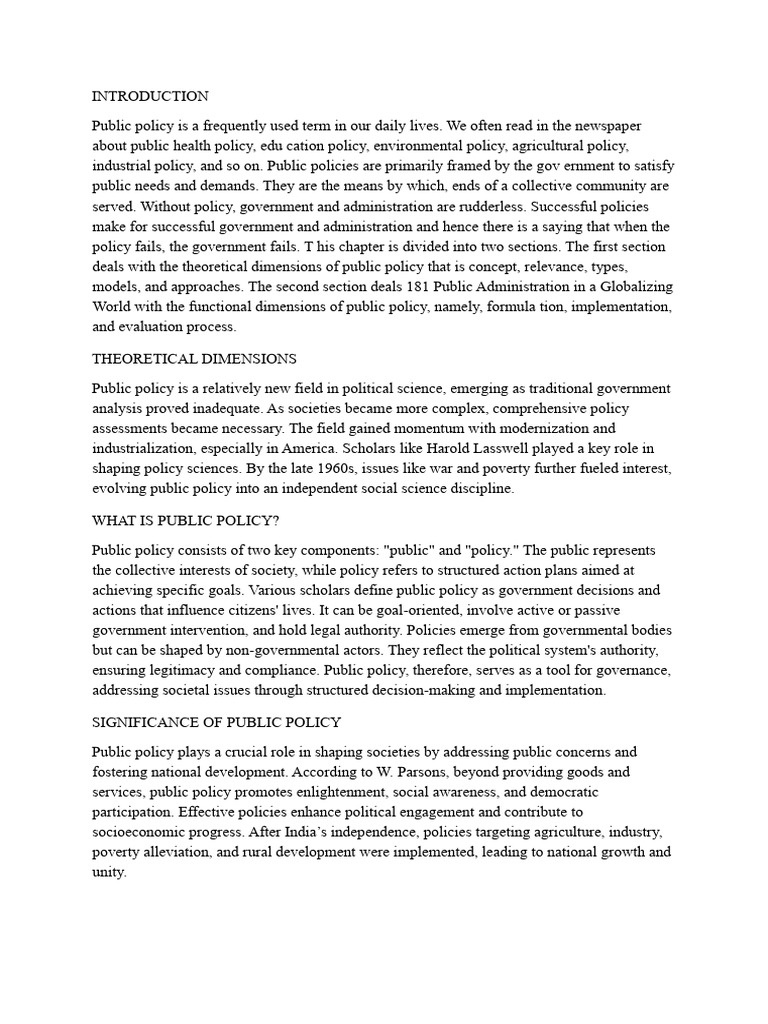 Unit 1 Public Policy | PDF | Policy | Evaluation