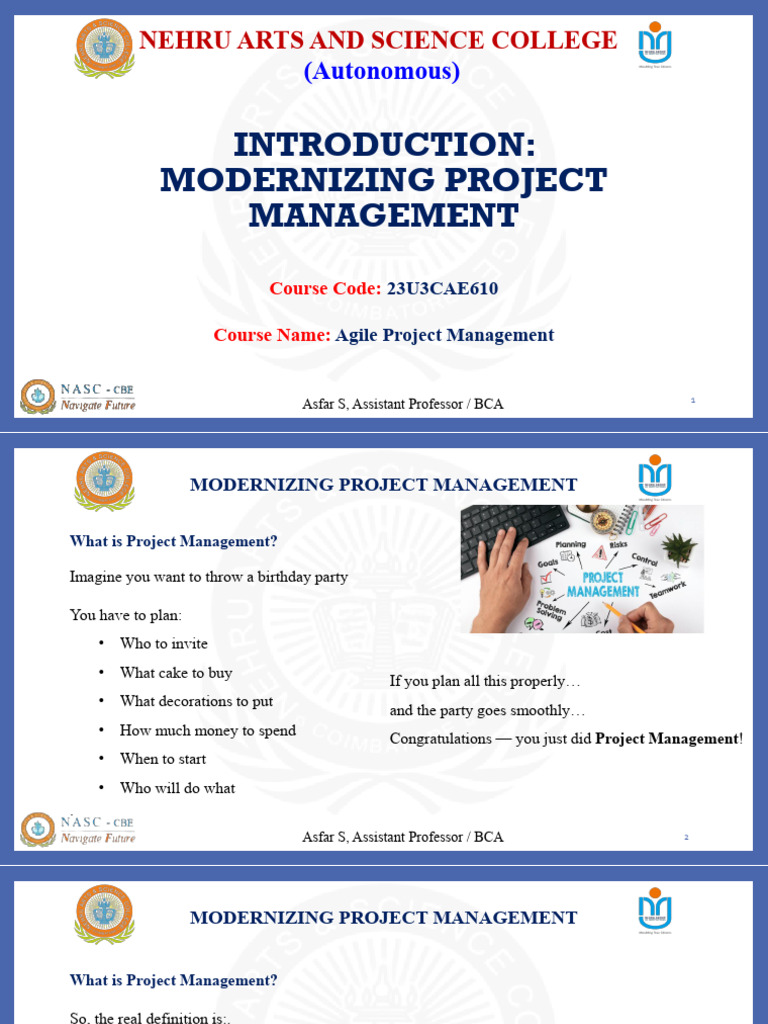 Unit 1 - Modernizing Project Management | PDF | Agile Software ...