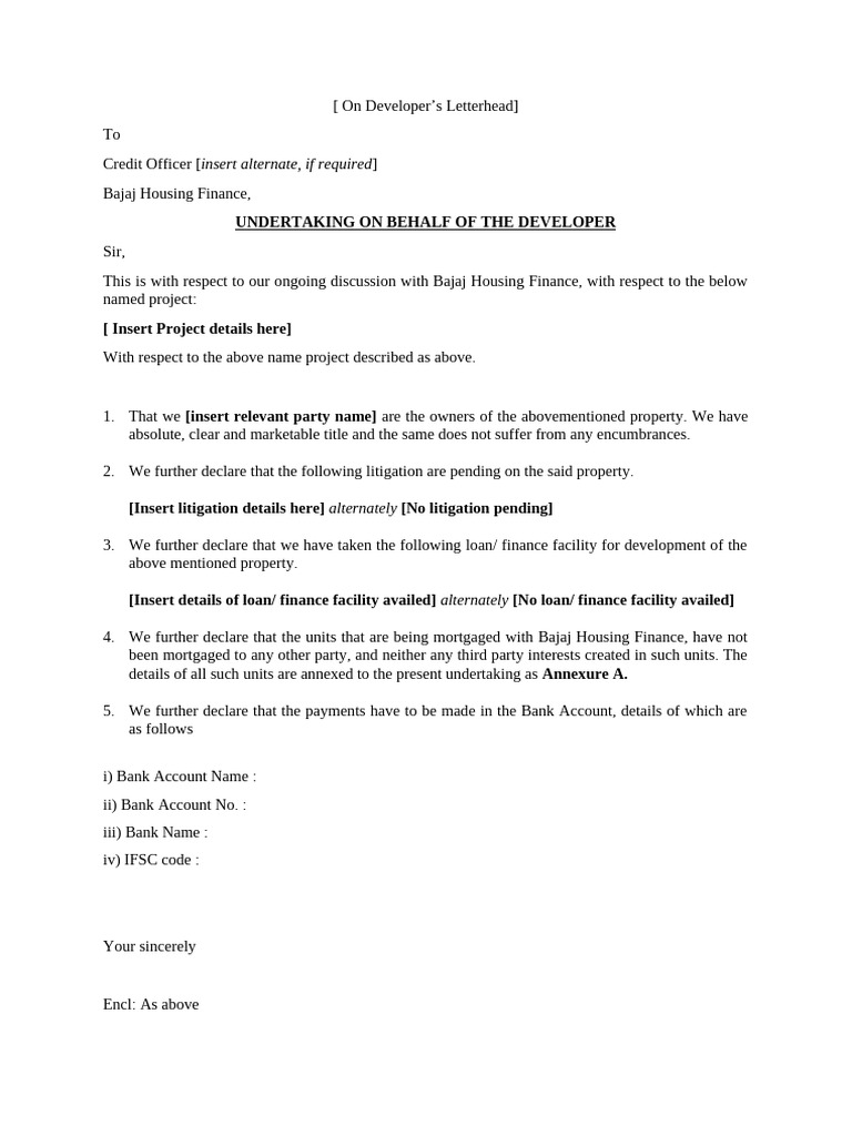 Builder Undertaking | PDF