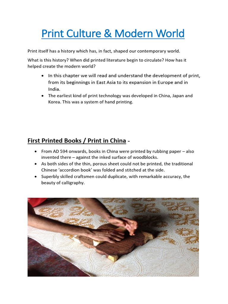 Print Culture & Modern World | PDF | Books | Printing